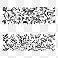 Png vintage floral dividers sticker, ornament hand drawn illustration, transparent background. Free public domain CC0 image.