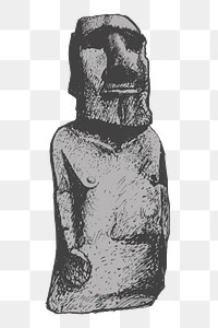 Moai sculpture png sticker, stone statue hand drawn illustration, transparent background. Free public domain CC0 image.