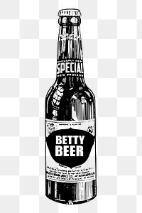 Beer bottle png clipart, alcohol hand drawn illustration, transparent background. Free public domain CC0 image.