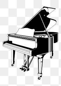 Piano png clipart, music instrument hand drawn illustration, transparent background. Free public domain CC0 image.