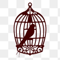 Caged bird png sticker animal silhouette, transparent background. Free public domain CC0 image.