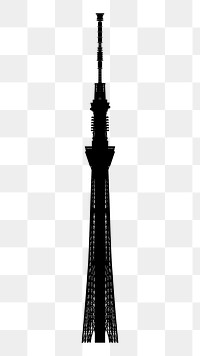 Tokyo Tower png landmark silhouette, transparent background. Free public domain CC0 image.