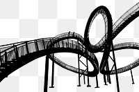 Roller Coaster png sticker silhouette, transparent background. Free public domain CC0 image.