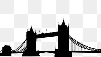 Tower Bridge png silhouette border, London landmark, transparent background. Free public domain CC0 image.