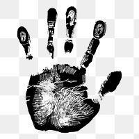 Palm hand print png silhouette, transparent background. Free public domain CC0 image.