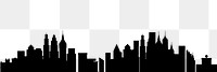Cityscape png silhouette border, transparent background. Free public domain CC0 image.