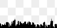 Cityscape png silhouette border, transparent background. Free public domain CC0 image.