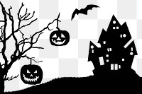 Haunted house png sticker Halloween silhouette, transparent background. Free public domain CC0 image.