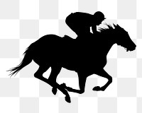 Horse racing png horse rider silhouette, transparent background. Free public domain CC0 image.