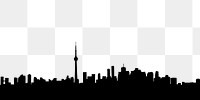 Toronto skyline png cityscape silhouette, transparent background. Free public domain CC0 image.