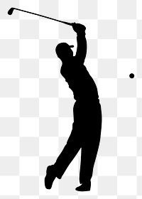 Golfer png sticker sport silhouette, transparent background. Free public domain CC0 image.