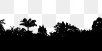 Trees silhouette png border, transparent background. Free public domain CC0 image.