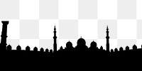 Taj Mahal mosque png silhouette border, transparent background. Free public domain CC0 image.