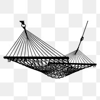 Hammock png object silhouette, transparent background. Free public domain CC0 image.