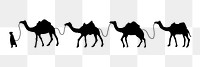 Camel train png border animal silhouette, transparent background. Free public domain CC0 image.