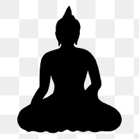 Sitting Buddha png religious silhouette, transparent background. Free public domain CC0 image.