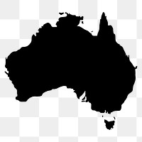 Australia map png silhouette, transparent background. Free public domain CC0 image.
