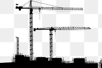 Construction site png silhouette, transparent background. Free public domain CC0 image.