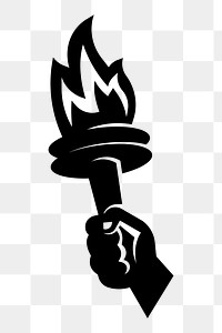 Liberty torch png silhouette clipart, transparent background. Free public domain CC0 image.