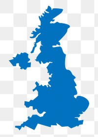United Kingdom map png silhouette, transparent background. Free public domain CC0 image.