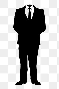 Headless businessman png silhouette sticker, transparent background. Free public domain CC0 image.