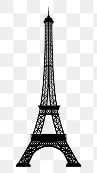 Eiffel Tower png sticker silhouette, Paris landmark, transparent background. Free public domain CC0 image.