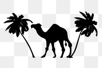 Camel png sticker animal silhouette, transparent background. Free public domain CC0 image.