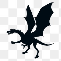 Dragon png sticker fantasy creature silhouette, transparent background. Free public domain CC0 image.