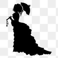 Elegant Victorian woman png silhouette, transparent background. Free public domain CC0 image.