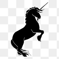 Unicorn png silhouette, animal sticker on transparent background. Free public domain CC0 image.