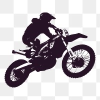 Motocross rider png sport silhouette, transparent background. Free public domain CC0 image.