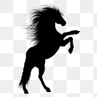 Rearing horse png sticker animal silhouette, transparent background. Free public domain CC0 image.