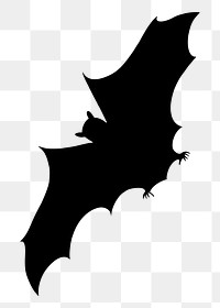 Flying bat png sticker animal silhouette, transparent background. Free public domain CC0 image.