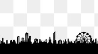 London cityscape png silhouette border, transparent background. Free public domain CC0 image.