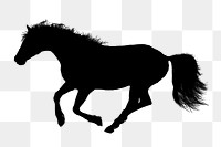 Running horse png sticker animal silhouette, transparent background. Free public domain CC0 image.
