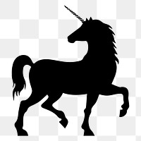 Unicorn png silhouette, animal sticker on transparent background. Free public domain CC0 image.