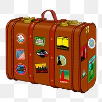 Vintage luggage png sticker, travel illustration on transparent background. Free public domain CC0 image.