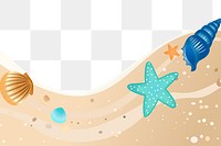 Cute beach png border, summer illustration on transparent background. Free public domain CC0 image.