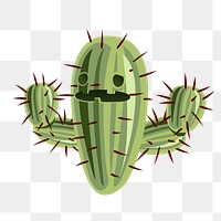 Cactus cartoon png sticker, desert plant illustration on transparent background. Free public domain CC0 image.
