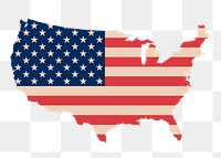 USA map sticker, flag illustration on transparent background. Free public domain CC0 image.