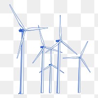 Wind farm png sticker, renewable energy illustration on transparent background. Free public domain CC0 image.