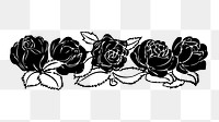 Rose png silhouette border, vintage illustration on transparent background. 