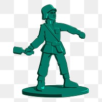 Toy soldier png sticker, green figure illustration on transparent background. Free public domain CC0 image.