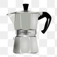 Moka pot png sticker, coffee maker illustration on transparent background. Free public domain CC0 image.