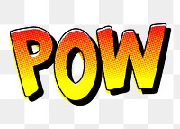 Pow typography png sticker, comic pop art on transparent background. Free public domain CC0 image.