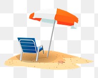 Beach chair png sticker, summer illustration on transparent background. Free public domain CC0 image.