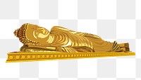 Sleeping Buddha png sticker, religious statue illustration on transparent background. Free public domain CC0 image.