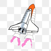 Launching rocket png sticker, aerospace illustration on transparent background. Free public domain CC0 image.