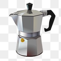 Moka pot png sticker, coffee maker illustration on transparent background. Free public domain CC0 image.