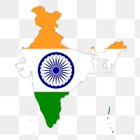 India flag map png sticker, country illustration on transparent background. Free public domain CC0 image.